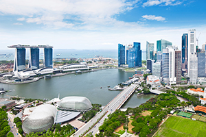 Skyline des Stadtstaats Singapur